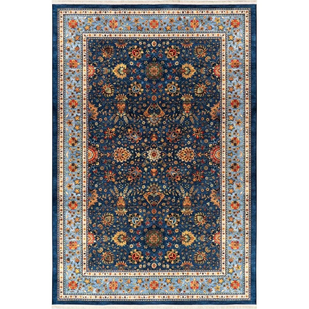 فرش ماشینی سنتی طرح 25cs0360 سرمه ای 1000 شانه